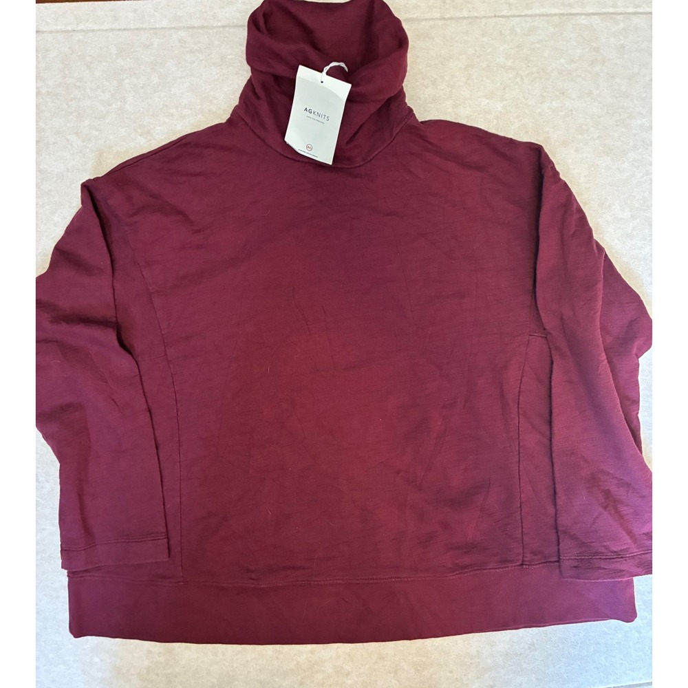 AG Adriano Goldschmied Knits Burgundy‎ Turtleneck Pullover Sweatshirt Size S